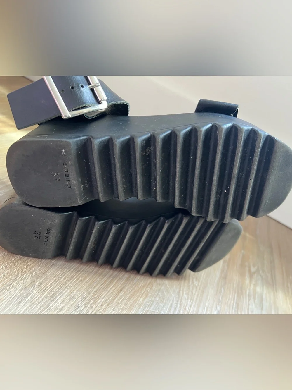 Steve Madden Black Platform Sandals with Silver Buckle
